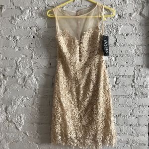 Gold Lacey Mesh Dress (NWT)